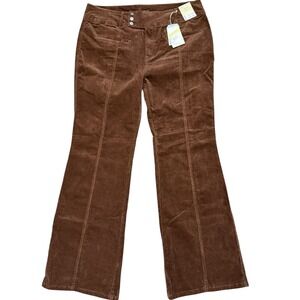 Clash Jeans 70s Style Retro Boho Brown Corduroy Wide Leg Stretch Pants 2XL NWT